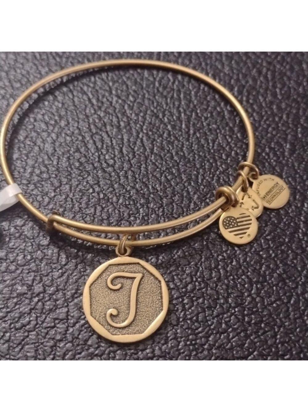 Alex and Ani Gold Charm Bangle Bracelet Initial T Letter T New Old Stock  2014